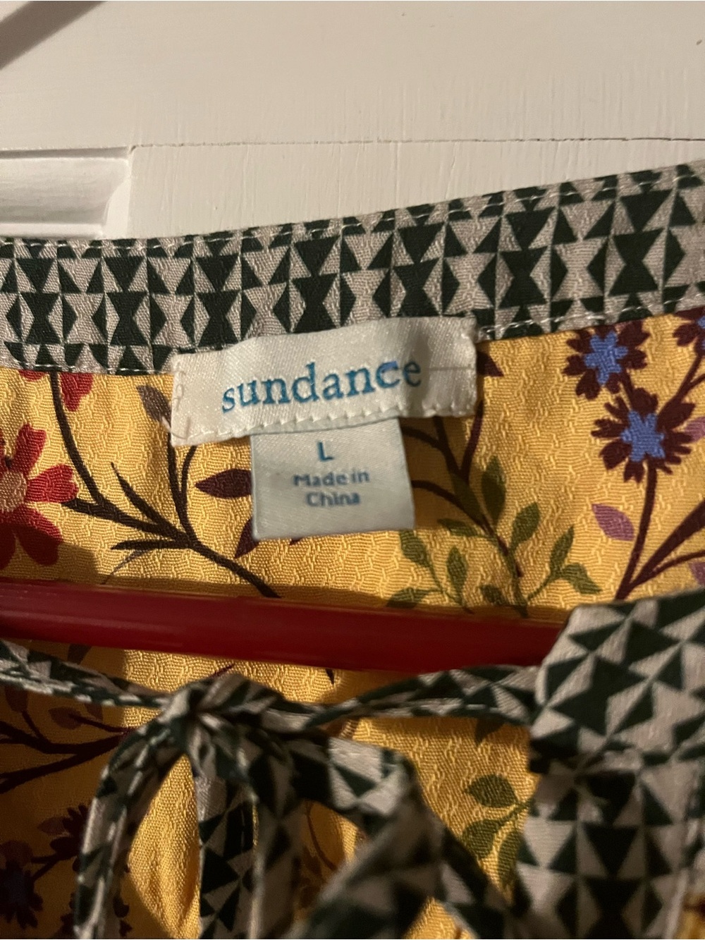 Sundance Patchwork Peasant Blouse W/Floral Print & Puff Sleeves Women’s Size L - Picture 2 of 8